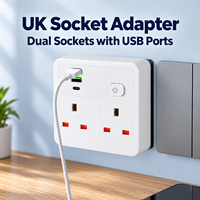Adaptor Stopkontak Universal Standar Inggris 13A, Kabel Ekstensi Multi-Fungsi dengan Port Pengisian Cepat USB Type-C