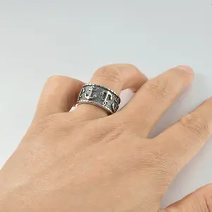 Anillos de hombre de ancla Vintage de acero inoxidable 316L, anillo de dedo marino, anillo de banda de ancla de onda de marinero pirata náutico para hombres