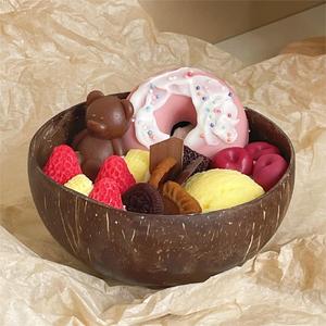 Tự nhiên làm bằng tay dễ thương Kem ngũ cốc Donut thực phẩm Trái Cây dừa Vỏ bát nến thơm tráng miệng nến - Product Image 6