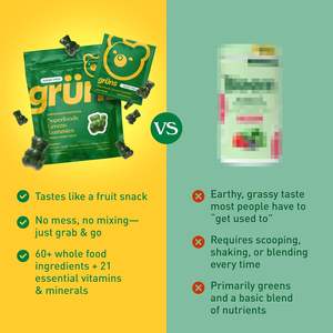 Bonbons gélifiés Gruns pour adultes sans sucre, super-aliments <span class=keywords><strong>verts</strong></span>, vitamines, spiruline, chlorelle, fibres, prébiotiques, santé digestive - Product Image 5