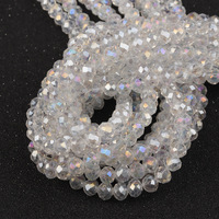 Perles Plates Facettées en Verre Colorées de Haute Qualité 3x2mm 4x3mm 6x4mm 8x6mm, Perles Volantes pour la Confection d'Accessoires de Bricolage