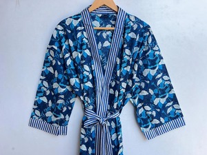 Robe kimono de maternité en coton 100% doux et léger, imprimé indien bleu, écologique, printemps-été, imprimé couleur active, festival - Product Image 4