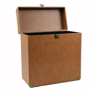 Hộp đựng đĩa than bằng nhôm màu nâu da PU, kiểu cổ điển, dành cho đĩa than 12 inch - Product Image 3