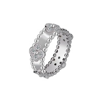 Bague en argent sterling S925 avec moissanite et trèfle à quatre feuilles