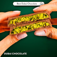 Barre de chocolat au pistache de Dubaï OEM, Kunafa Kataifi fourrée au chocolat noir et au lait, collation, marque privée, vente en gros
