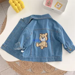 Abrigo suelto de tela vaquera personalizado para niños, Chaquetas vaqueras de oso, ropa para bebés recién nacidos