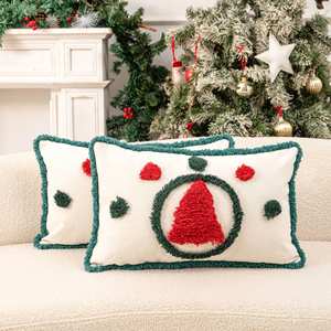 Fundas de Almohada Navideñas Cuadradas de 45x45 cm, Bordadas, de Poliéster, Decoración para el Hogar, Fundas para Cojines de Sala de Estar - Product Image 3