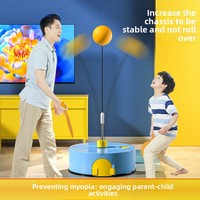Entraîneur de tennis de table en plastique d'intérieur avec manche flexible pour enfants, pratique parent-enfant - Jaune