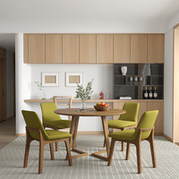 Home Restaurant Ensemble table et chaises de salle à manger 4 places Mobilier Table à manger ronde en bois massif Ensemble 6 chaises