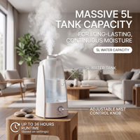 Humidificateur ultrasonique 5L à double buse avec contrôle de la brume réglable, brume chaude et froide, pour la maison et la chambre