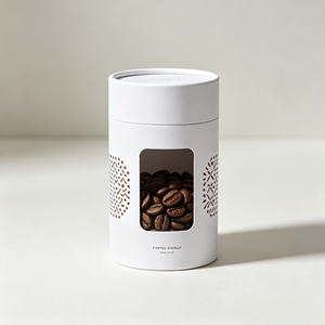 Boîte cylindrique de luxe en papier avec fenêtre transparente, taille personnalisée, tube en kraft pour emballage de café en grains, emballage boutique - Product Image 1