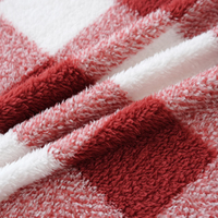 Couverture 100% polyester douce, respirante, design personnalisé, plaid pour bureau à domicile, rouge, blanc, imprimé vintage, en fourrure épaisse polaire pour l'hiver