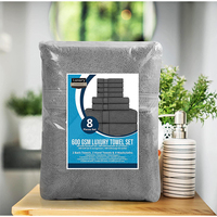 Highly Absorbent 100% Cotton 2 Bath Towels 2 Hand Towels 4 Washcloths 8 Piece Dobby Border Towel Set for Bathroom Shower