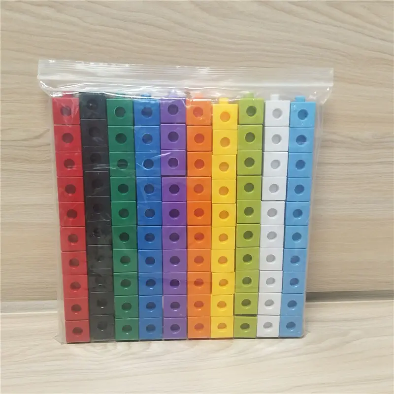 เด็กบล็อกอาคาร2เซนติเมตรการเชื่อมโยงก้อนพลาสติก Mathlink ก้อน10สีผสม100ชิ้น