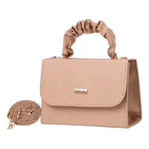 Bolso Cruzado Fana para Mujer, Modelo Becky, Color Nude, PU, con Cierre, Moderno, para Uso Diario en Verano e Invierno - Product Image 3
