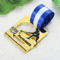 Nouvelles médailles de hockey plaquées or, découpées au laser, en métal, médailles de récompense rectangulaires en alliage de zinc émaillé, personnalisables