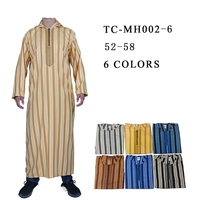 Thobe pour homme à manches longues en tissu rayé, style décontracté, avec capuche, taille 52-58, style marocain Jalabiya