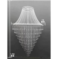 Lustre suspendu de plafond de rideau de perles de cristal acrylique lumière LED pour la décoration de salle d'événement de fête de mariage