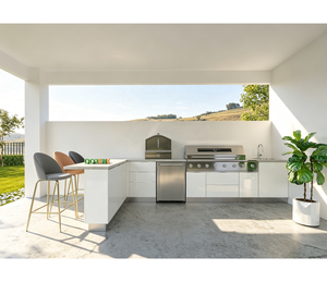 Cuisine extérieure intégrée moderne Dorene avec barbecue, four à pizza, évier et comptoir pour villa de <span class=keywords><strong>luxe</strong></span> avec terrasse arrière - Product Image 5