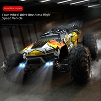 HUVELON Buggy RC tout-terrain 4x4 sans balais à l'échelle 1/16, voiture de course et de drift, éclairage LED, télécommande 2,4 GHz, qualité hobby