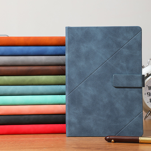 GF Wholesale Custom Logo Business Office Meeting Record Journal Daily Work Diary Notebook With Embossed Line & Buckle Closure