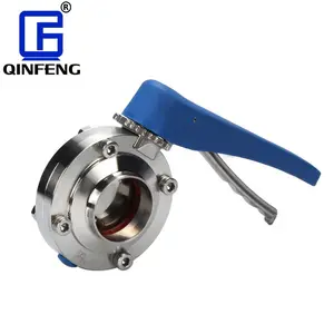 QINFENG Customized Sanitary Stainless Steel Plastic Multi Position Handle Welded Manual Butterfly Valve For Industrial Usage