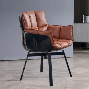 家用休闲现代椅子客厅家具可旋转铁腿餐椅