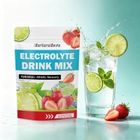 Poudre de mélange de boissons électrolytiques pour l'hydratation et la récupération sportive, faible en sodium, enrichie en vitamine D, marque privée personnalisée, 120g, 20 sachets
