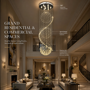 <span class=keywords><strong>Lampadario</strong></span> <span class=keywords><strong>Moderno</strong></span> in Cristallo a Spirale Sferica, Lampada a Sospensione per Soffitti Alti, Ideale per Hotel, Scale, Ingressi e Atri - Product Image 4