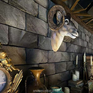 Statue murale 3D tête de bélier artificielle A165 pour salon, <span class=keywords><strong>pub</strong></span>, décoration vintage en résine, tête d'animal - Product Image 5
