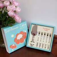 Ensemble de couteau, spatule et fourchette à gâteau biodégradables jetables pour mariage, fête, boîte cadeau
