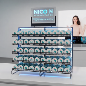 Présentoir en <span class=keywords><strong>fil</strong></span> métallique sur mesure pour magasin, étagère en <span class=keywords><strong>fer</strong></span> écologique pour l'affichage du tabac et du snus - Product Image 1
