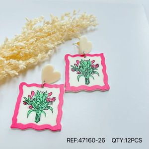 Orecchini Dipinti PENDIENTE con Design Floreale e Ciondolo a Cuore, Gioielli alla Moda, Set da 12 Pezzi - Product Image 2