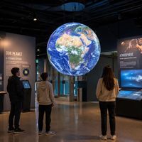 Écran d'affichage sphérique LED 3D suspendu au sol avec panneau d'affichage LED flexible pour salle d'exposition