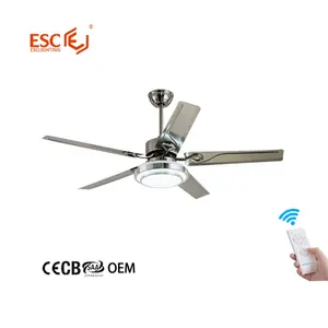 Factory direct low noise ac pure copper motor stainless steel 5 blades 220 volt ceiling fan with lights