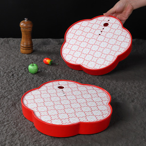 Plateau en glace sèche 10,5 pouces, motif floral rouge, incassable, pour hôtels, restaurants, fruits de mer, plateau de service pour sushis - Product Image 3