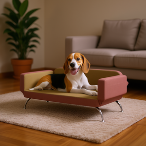 Coussin pour animaux rose rectangulaire moderne en fausse fourrure amovible et lavable pour amis poilus - Product Image 2