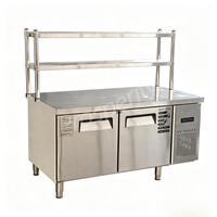 Réfrigérateur de comptoir commercial en acier inoxydable avec étagère double niveau pour les magasins de thé au lait et les restaurants