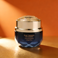 Ensemble de flacons de soin de la peau personnalisés de qualité supérieure 30 50G Verre dégradé bleu foncé Bouchon doré Base taillée en diamant Emballage de sérum facial de luxe