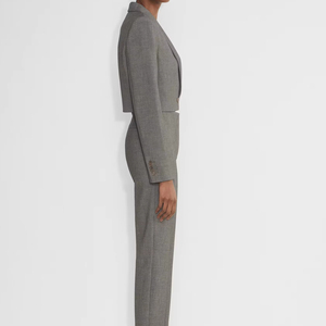 Trajes y Blazers para Mujer: Blazer Entallado de Estilo Urbano, Gris Jaspeado Chic, de Un Solo Botón, con Solapa de Muesca y Corte Recortado, de Cintura Alta - Product Image 5