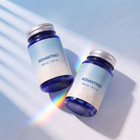 Bouteille en verre bleu à large ouverture de 300 ml pour capsules, comprimés et compléments de santé – Vente en gros