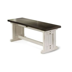 Side Dining <b>Bench</b> Plank <b>Seat</b> Modern Portable Design OE HOME Brand White and Brown Wood 48 Inch - Product Image 4