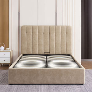 Lit rembourré sur mesure 2026 en tissu doux, lit double, lit queen size, lit king size, cadre de lit en bois avec rangement, style antique, luxe moderne - Product Image 3