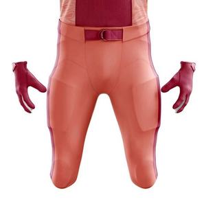Men <b>Maroon</b> Peach Sublimated American Football Uniform Jersey Pants Set Custom Team Number Practice Game Wear - Product Image 5