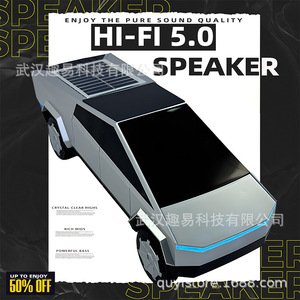 Mini haut-parleur portable Cybertruck avec fonction radio et lumière LED pour voiture et usage domestique - Product Image 5