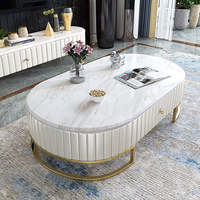 Table basse en marbre de style nordique, combinaison de meuble TV, support TV, longueur 200 cm, plateau élégant