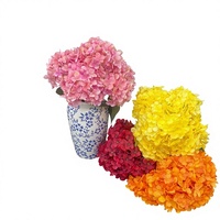 Bouquet d'hortensias artificiels jaunes à 5 têtes, fleurs artificielles en soie et plastique pour la décoration de la maison et des mariages