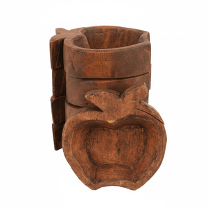 Soporte de vela de madera natural Rectangular tallado a mano Tazón de masa grande hecho a mano para decoración de boda DISEÑO DE MANZANA - Product Image 1
