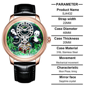 นาฬิกาข้อมือผู้ชาย Seagull Auspicious Clouds รุ่นพิเศษ ระบบจักรกล หรูหรา ขนาดหน้าปัด 41 มม. สายขนาด 20 มม. กระจกแซฟไฟร์ แสดงข้างขึ้นข้างแรม ระบบออโตเมติก - Product Image 4