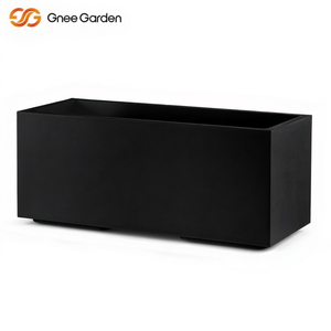 Jardinière carrée robuste en acier galvanisé noir, écologique, style américain, pour jardin domestique, porche, centre commercial, pépinière - Product Image 1